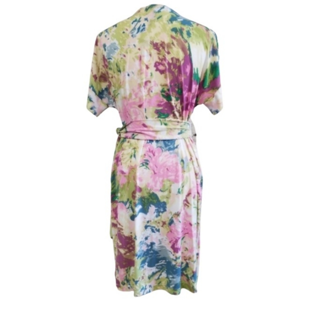 🆕️⬇️🎉HOST PICK🎉 BCBGMaxAzria Pink Floral Watercolor Wrap Dress - Picture 6 of 8
